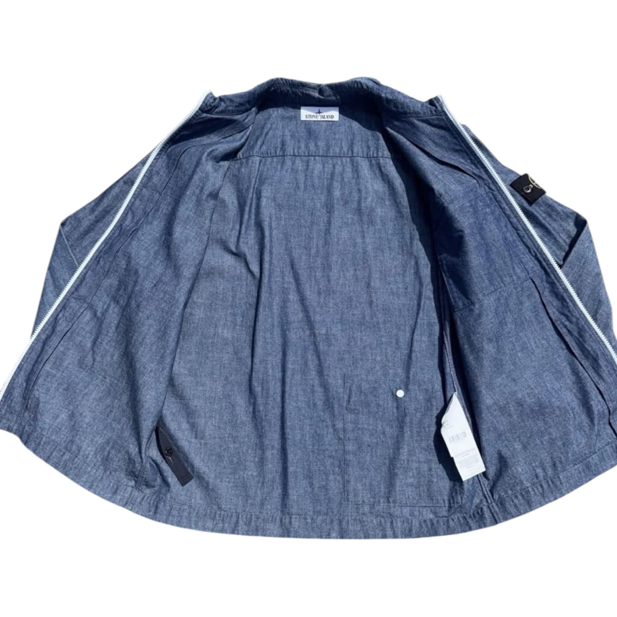 STONE ISLAND FULL ZIP OVERSHIRT DENIM BLUE