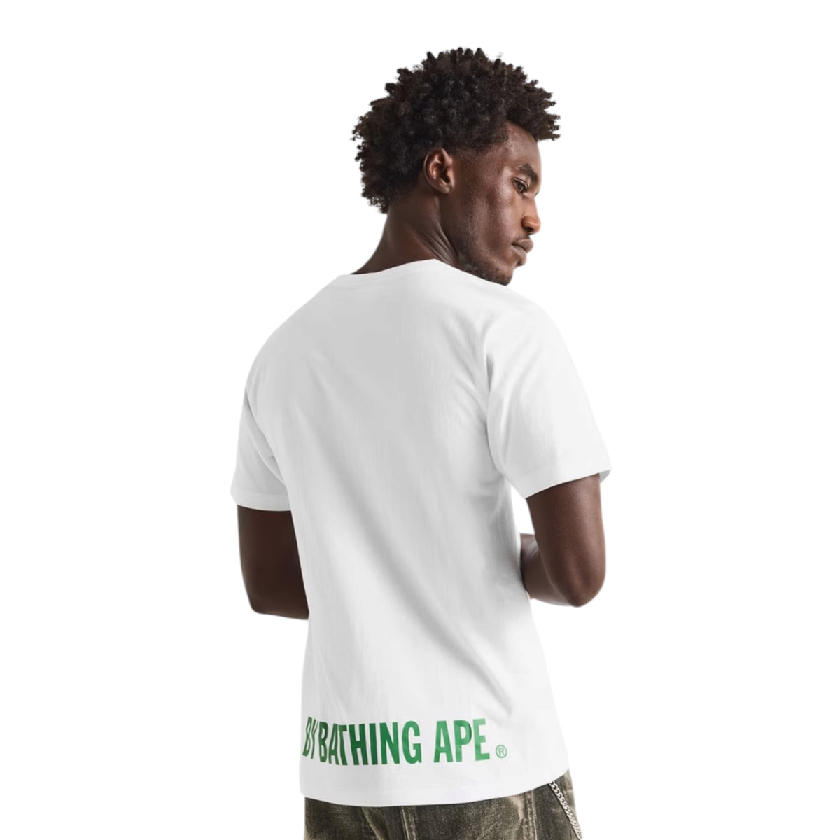 A BATHING STA FACE GRAPHIC T-SHIRT WHITE / GREEN