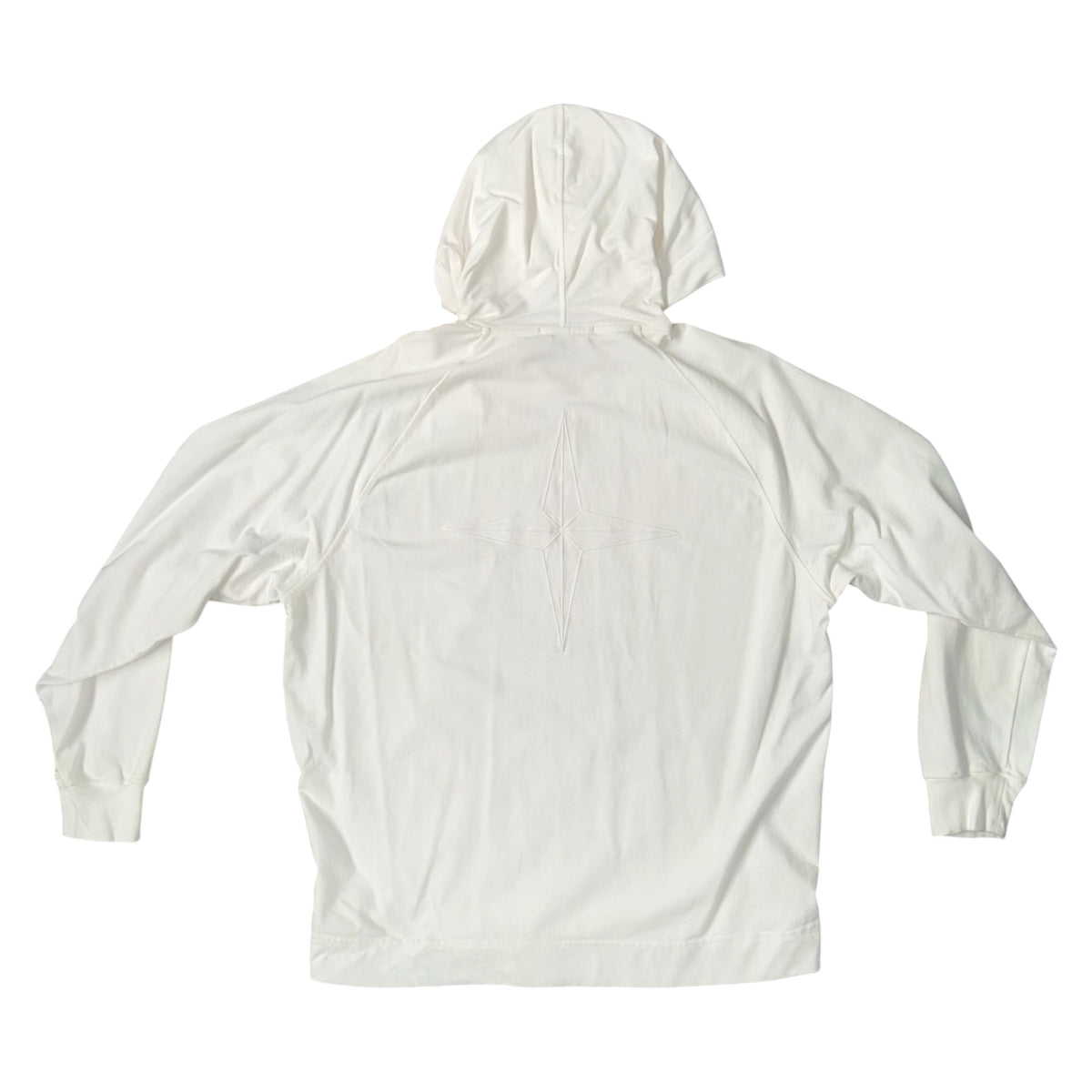 STONE ISLAND “OLD EFFECT” BIG LOGO TONAL PULLOVER HOODIE WHITE