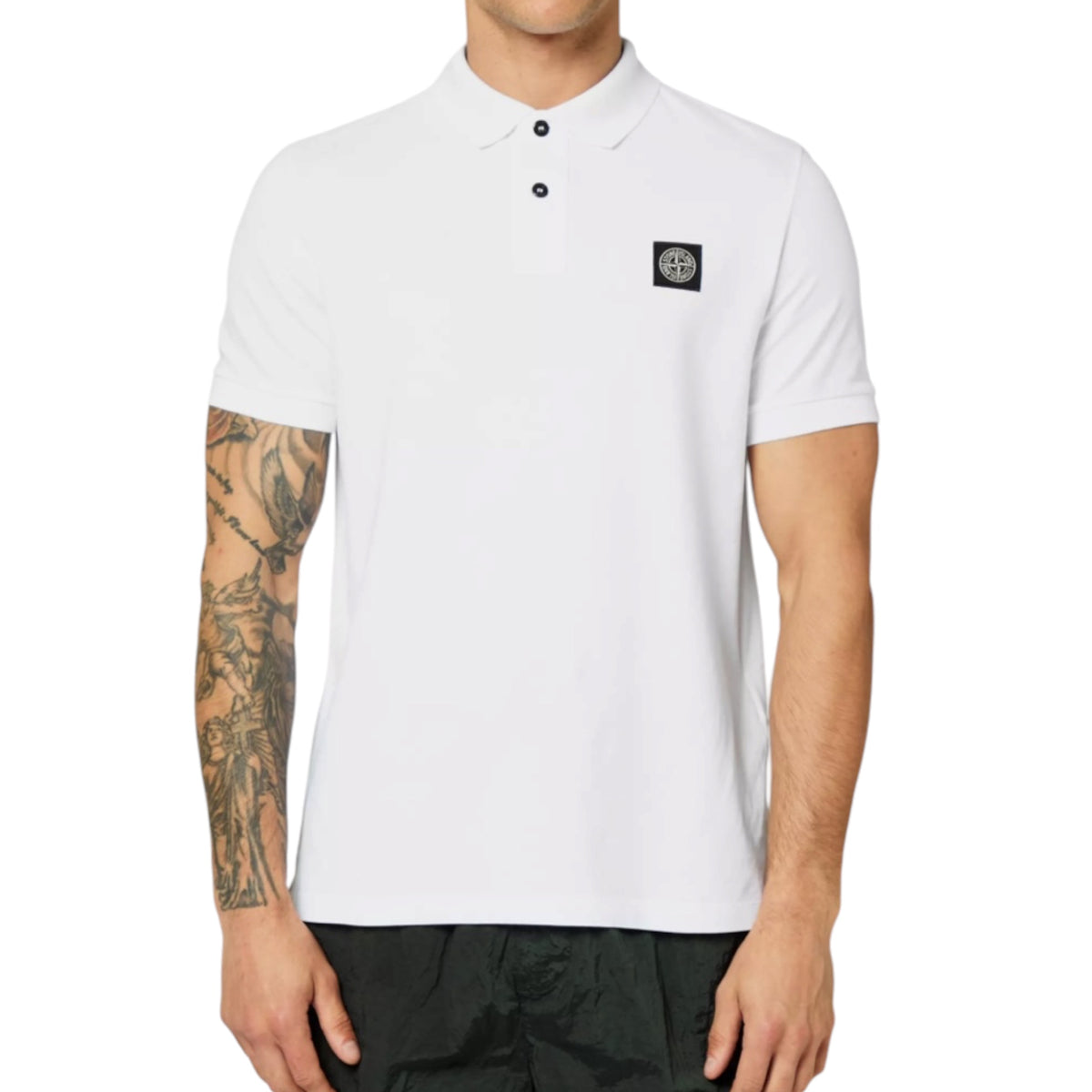 STONE ISLAND PATCH LOGO POLO SHIRT WHITE