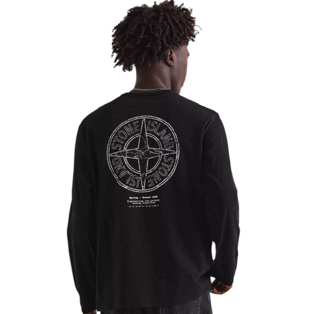 STONE ISLAND BACK LOGO LONG SLEEVED T-SHIRT BLACK