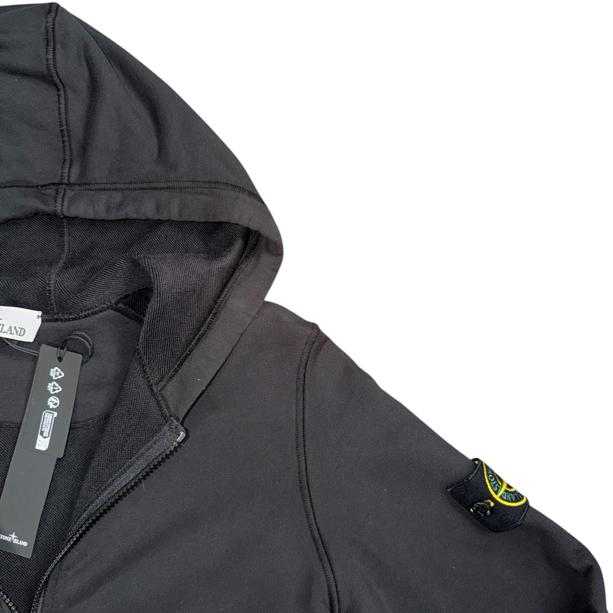 STONE ISLAND FULL ZIP HOODIE BLACK