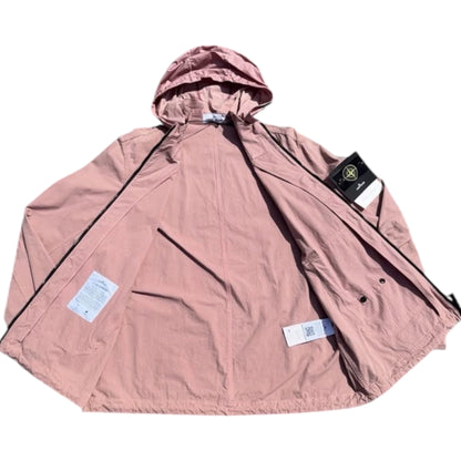 STONE ISLAND COTTON CONDURA PINK HOODED FULL ZIP JACKET ROSE PINK