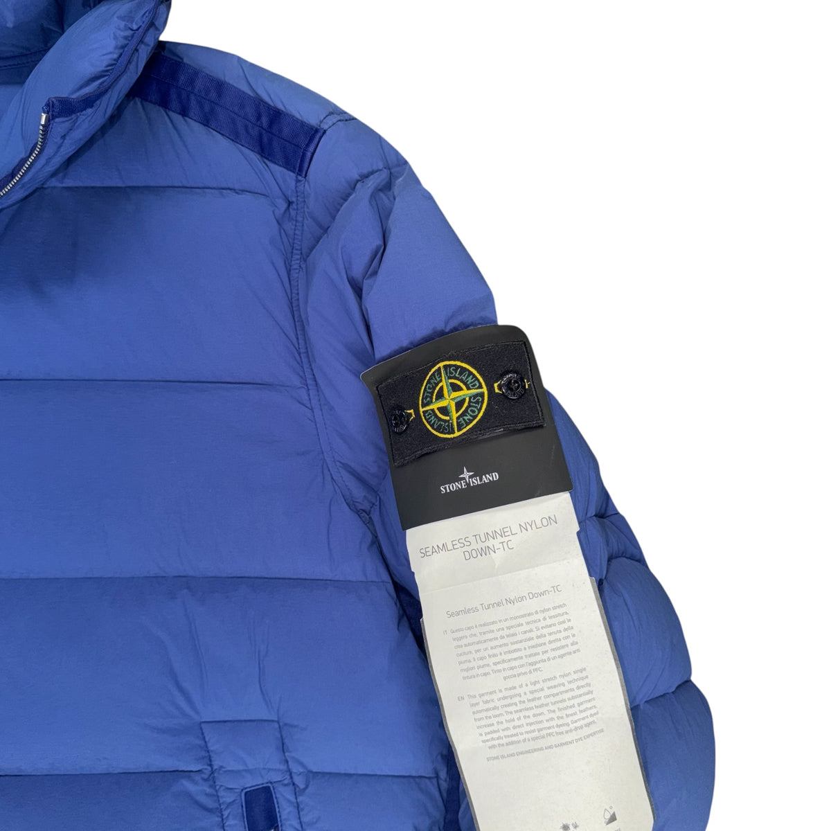 STONE ISLAND SEAMLESS TUNNEL NYLON HOODED PUFFER JACKET BLUE