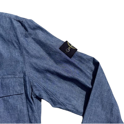 STONE ISLAND FULL ZIP OVERSHIRT DENIM BLUE