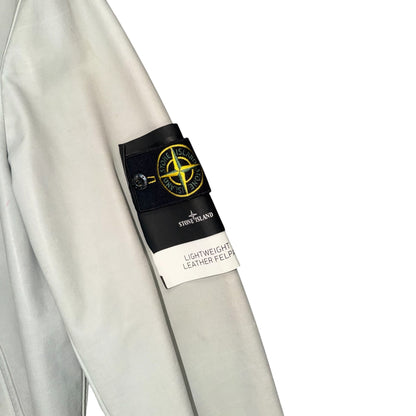 STONE ISLAND LIGHTWEIGHT LEATHER FELPA JACKET GREY