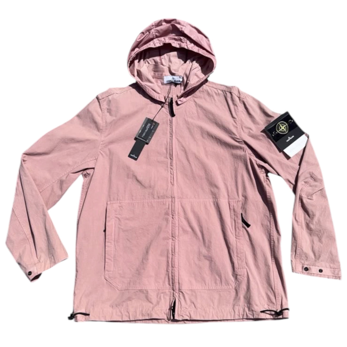 STONE ISLAND COTTON CONDURA PINK HOODED FULL ZIP JACKET ROSE PINK