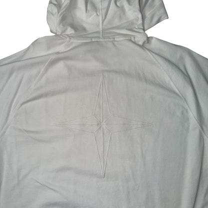 STONE ISLAND “OLD EFFECT” BIG LOGO TONAL PULLOVER HOODIE WHITE