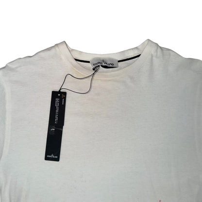STONE ISLAND BRAND MULTI LOGO PRINTED TEE WHITE