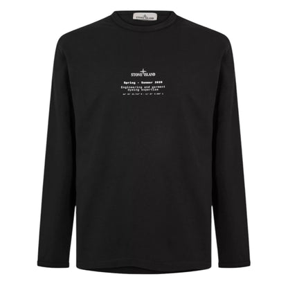 STONE ISLAND BACK LOGO LONG SLEEVED T-SHIRT BLACK