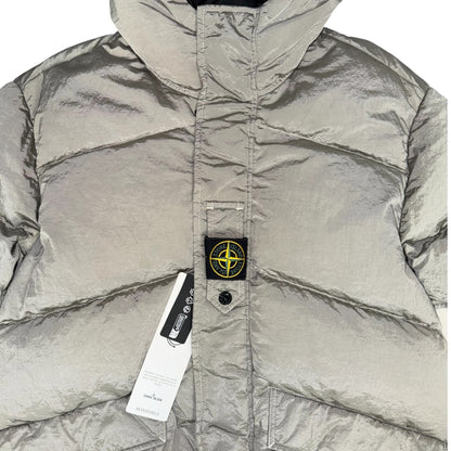 STONE ISLAND REVERSIBLE COMPASS MOTIF DOWN PUFFER JACKET GREY/BLACL