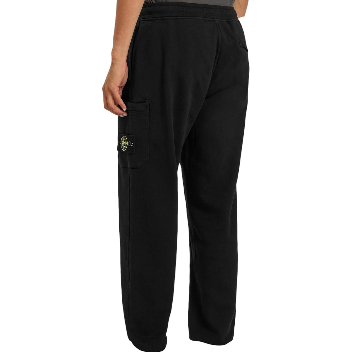 STONE ISLAND COTTON FLEECE CARGO JOGGERS BLACK