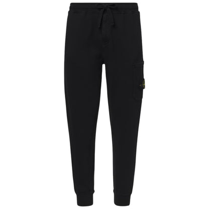 STONE ISLAND COTTON FLEECE CARGO JOGGERS BLACK