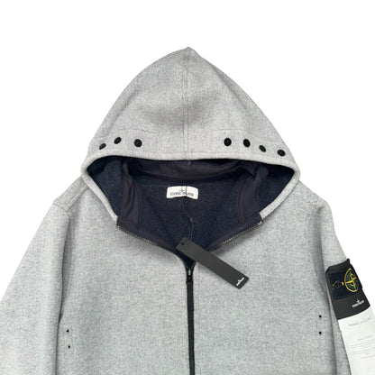 STONE ISLAND MANTEL PANNO JACQUARD LONG WOOL DUFFLE COAT GREY
