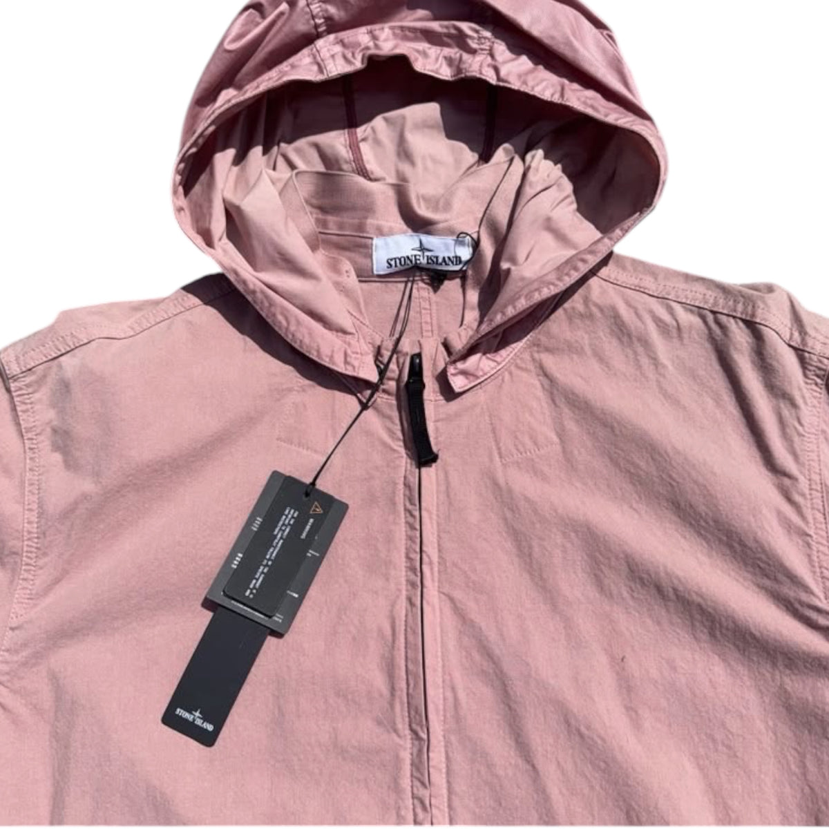 STONE ISLAND COTTON CONDURA PINK HOODED FULL ZIP JACKET ROSE PINK