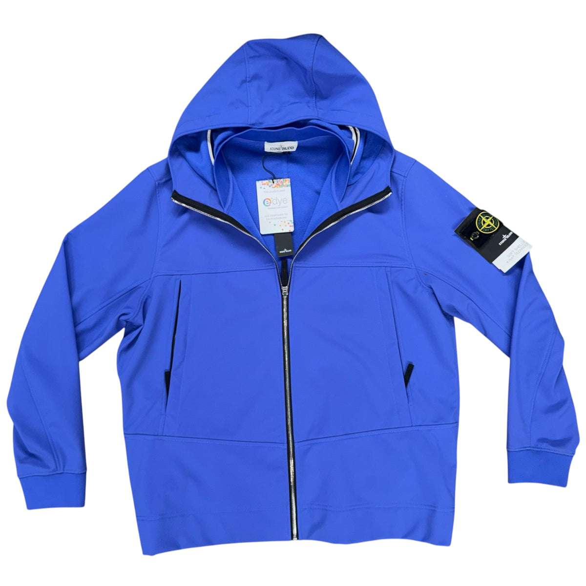 STONE ISLAND SOFT SHELL-R TECH HOODED JACKET BLUE