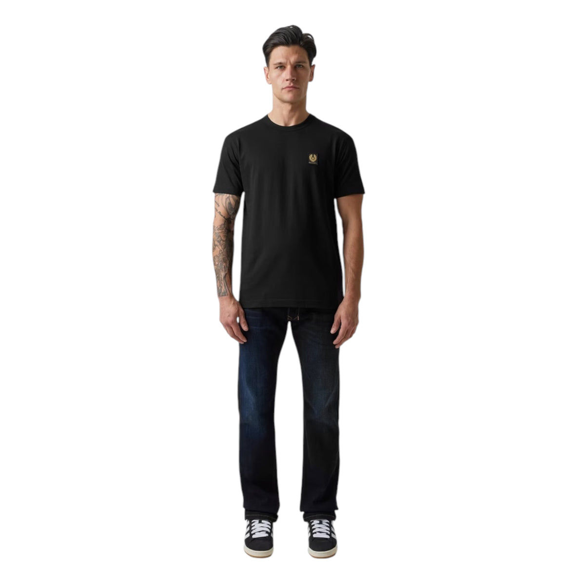 BELSTAFF PHOENIX PATCH LOGO T-SHIRT STONE BLACK