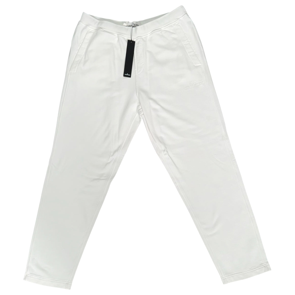 STONE ISLAND EMBROIDED LOGO JOGGERS WHITE