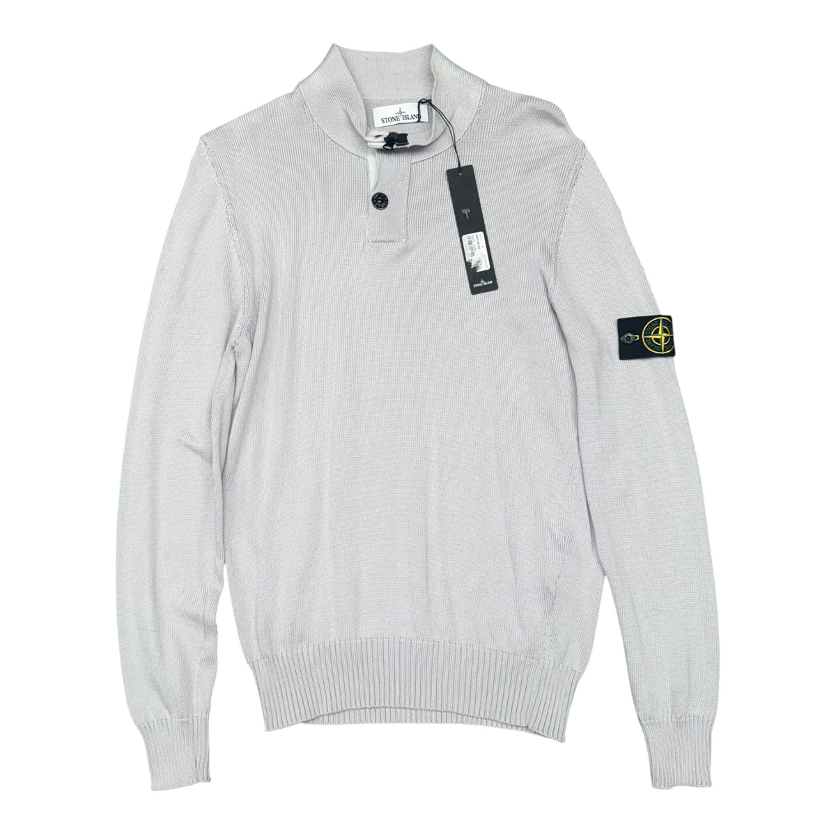 STONE ISLAND LAMBSWOOL HALF BUTTON UP GREY