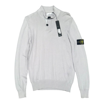 STONE ISLAND LAMBSWOOL HALF BUTTON UP GREY