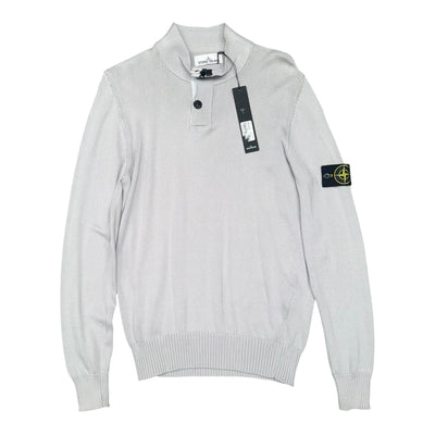 STONE ISLAND LAMBSWOOL HALF BUTTON UP GREY