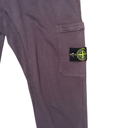 STONE ISLAND COTTON FLEECE CARGO JOGGERS BURGANDY/PURPLE