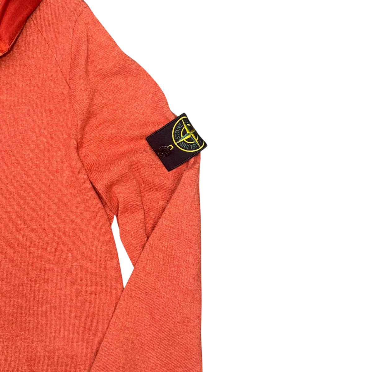 STONE ISLAND COTTON HALF ZIP KNIT HOODIE ORANGE