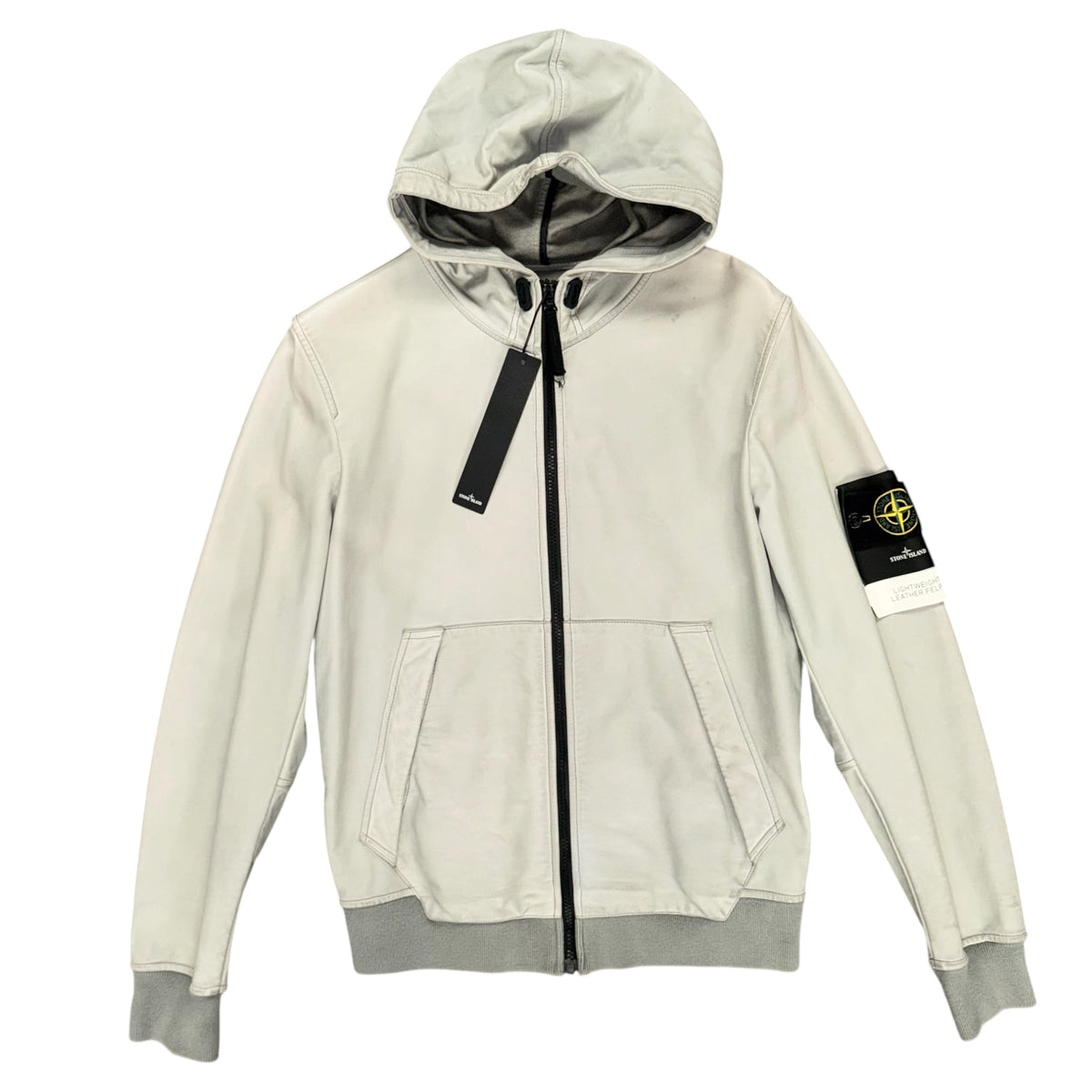 STONE ISLAND LIGHTWEIGHT LEATHER FELPA JACKET GREY