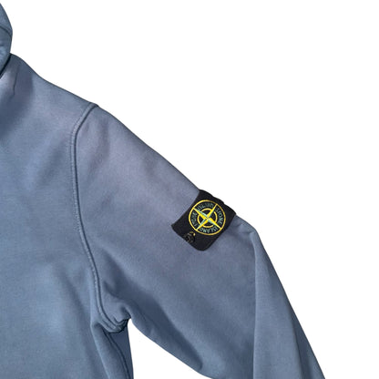STONE ISLAND GARMENT DYED COTTON HOODIE DUSTY BLUE GREY