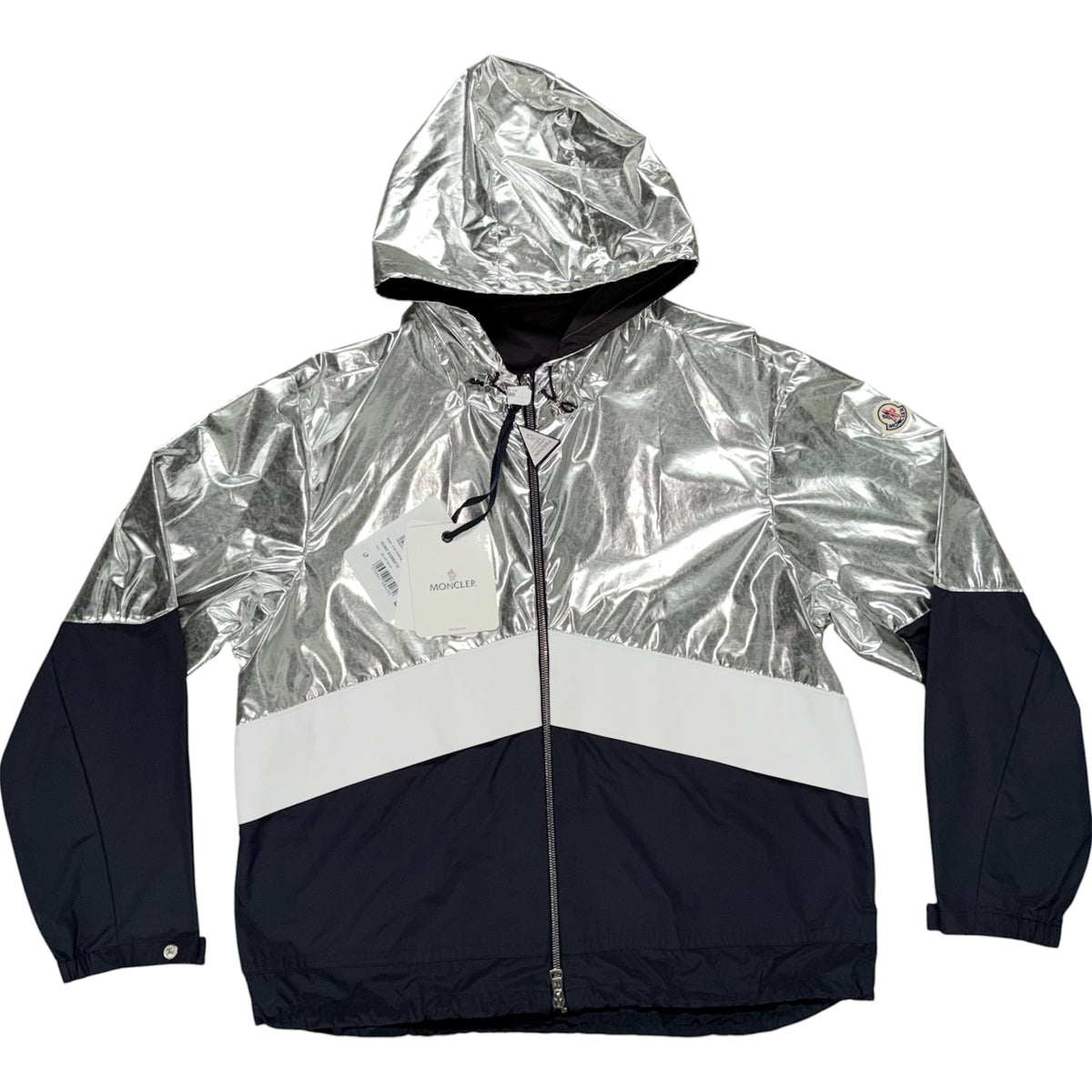 MONCLER QUINIC GIUBOTTO RAINCOAT SILVER/NAVY