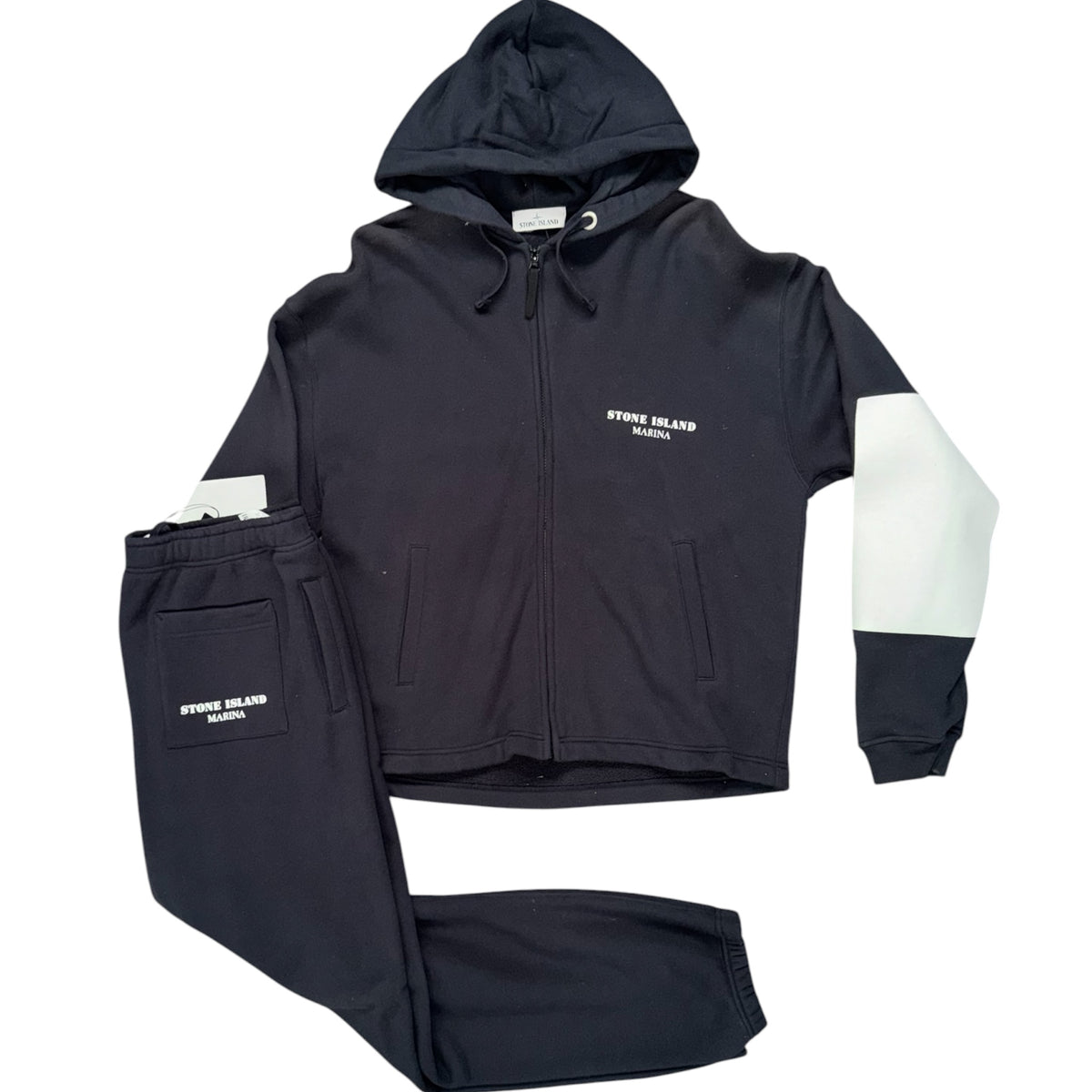 STONE ISLAND MARINA COTTON FLEECE TRACKSUIT BLACK