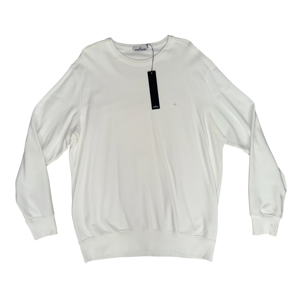 STONE ISLAND COMPASS LOGO CREWNECK SWEATSHIRT WHITE