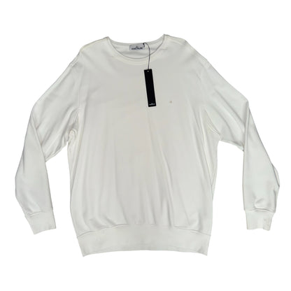 STONE ISLAND COMPASS LOGO CREWNECK SWEATSHIRT WHITE