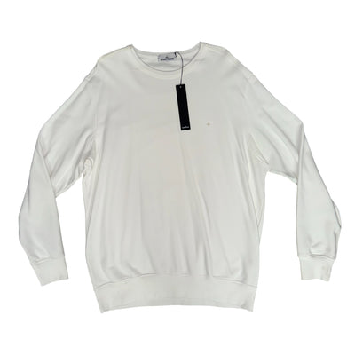STONE ISLAND COMPASS LOGO CREWNECK SWEATSHIRT WHITE