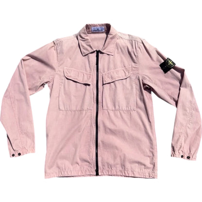 STONE ISLAND FULL ZIP OVERSHIRT ROSE PINK