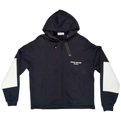 STONE ISLAND MARINA COTTON FLEECE FULL ZIP HOODIE BLACK