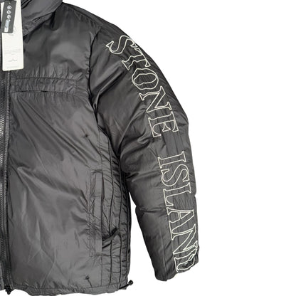 STONE ISLAND REVERSIBLE COMPASS MOTIF DOWN PUFFER JACKET GREY/BLACL
