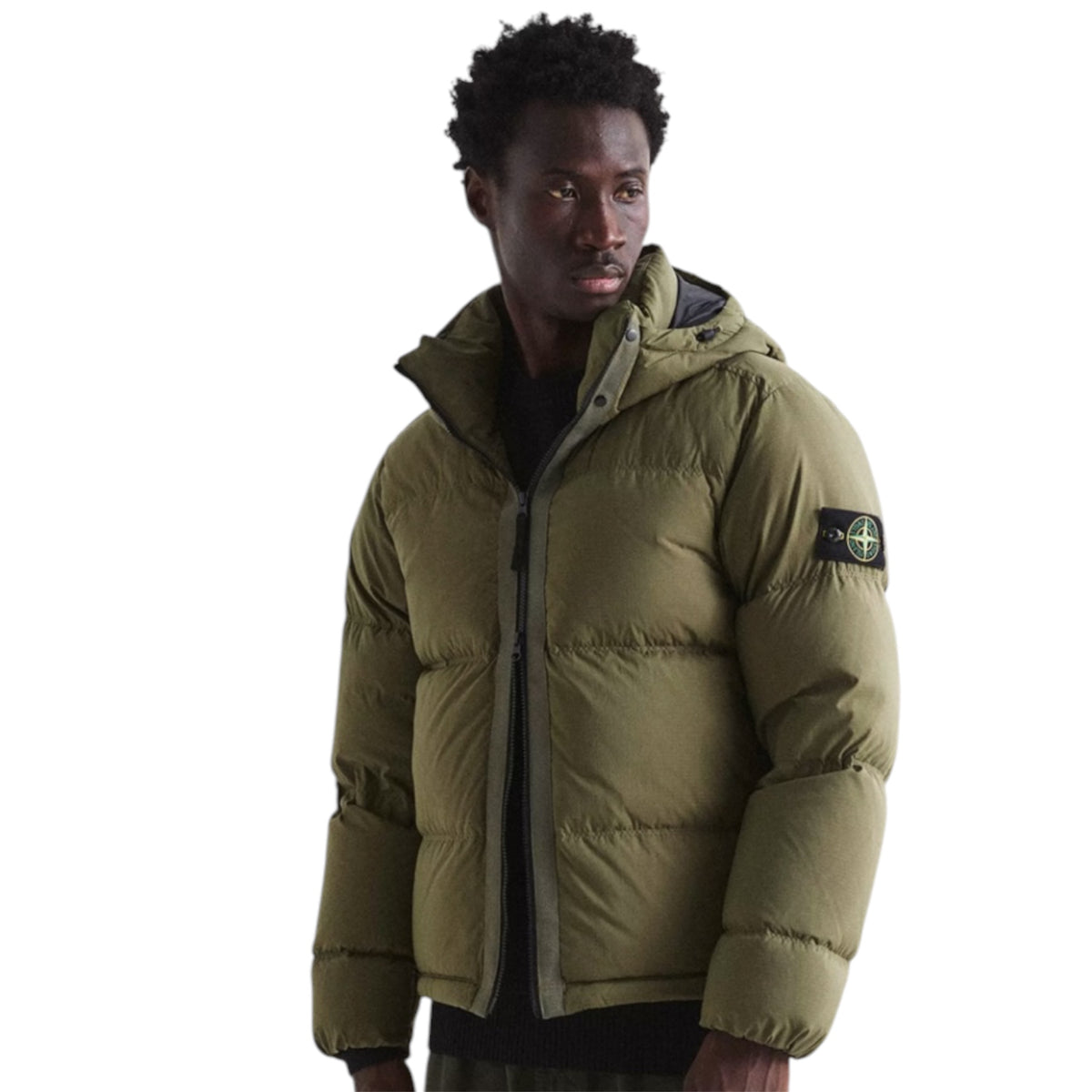 STONE ISLAND CORDURA HOODED PUFFER JACKET MILITARY GREEN