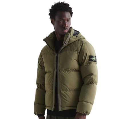STONE ISLAND CORDURA HOODED PUFFER JACKET MILITARY GREEN