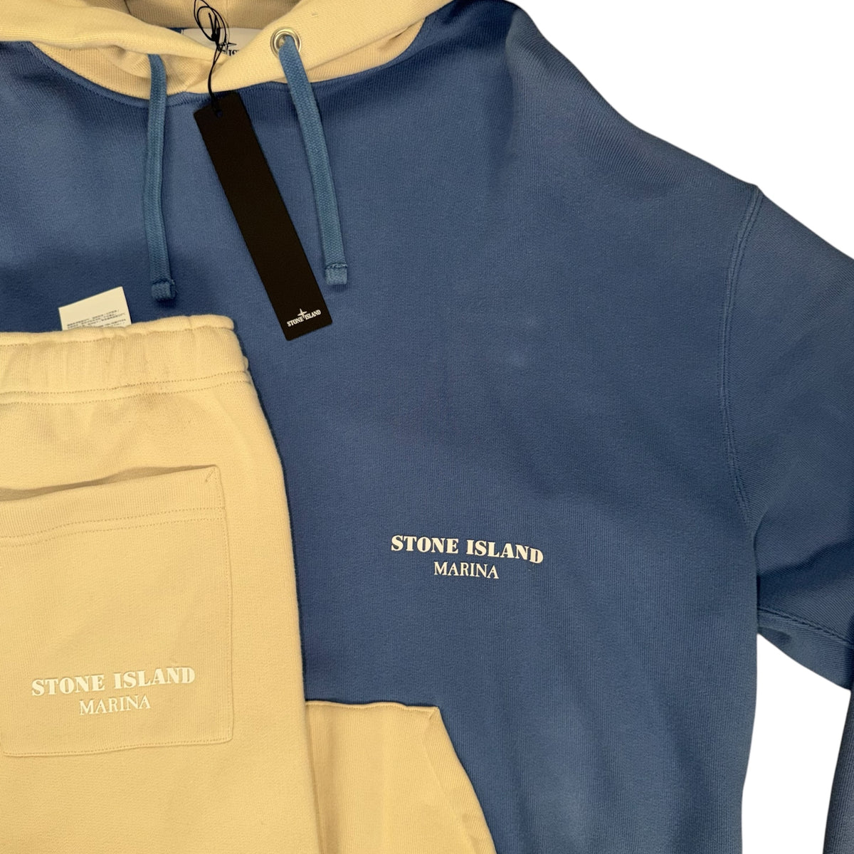 STONE ISLAND MARINA COTTON FLEECE TRACKSUIT BLUE & CREAM