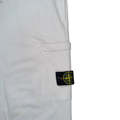 STONE ISLAND ORGANIC COTTON FLEECE SLIM FIT JOGGERS WHITE