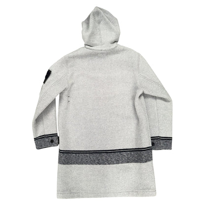 STONE ISLAND MANTEL PANNO JACQUARD LONG WOOL DUFFLE COAT GREY