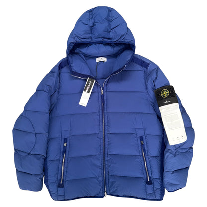 STONE ISLAND SEAMLESS TUNNEL NYLON HOODED PUFFER JACKET BLUE
