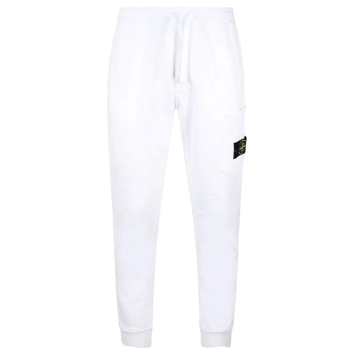 STONE ISLAND ORGANIC COTTON FLEECE SLIM FIT JOGGERS WHITE