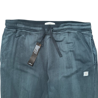 STONE ISLAND COTTON FLEECE GARMENT DYED SWEATPANTS DARK BLUE