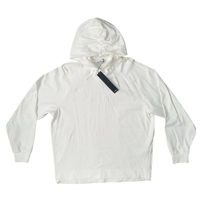 STONE ISLAND “OLD EFFECT” BIG LOGO TONAL PULLOVER HOODIE WHITE