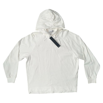 STONE ISLAND “OLD EFFECT” BIG LOGO TONAL PULLOVER HOODIE WHITE