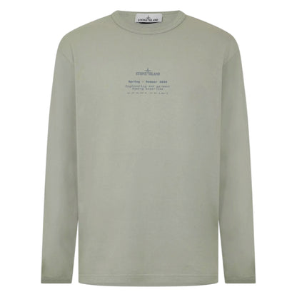 STONE ISLAND BACK LOGO LONG SLEEVED T-SHIRT SAGE GREEN