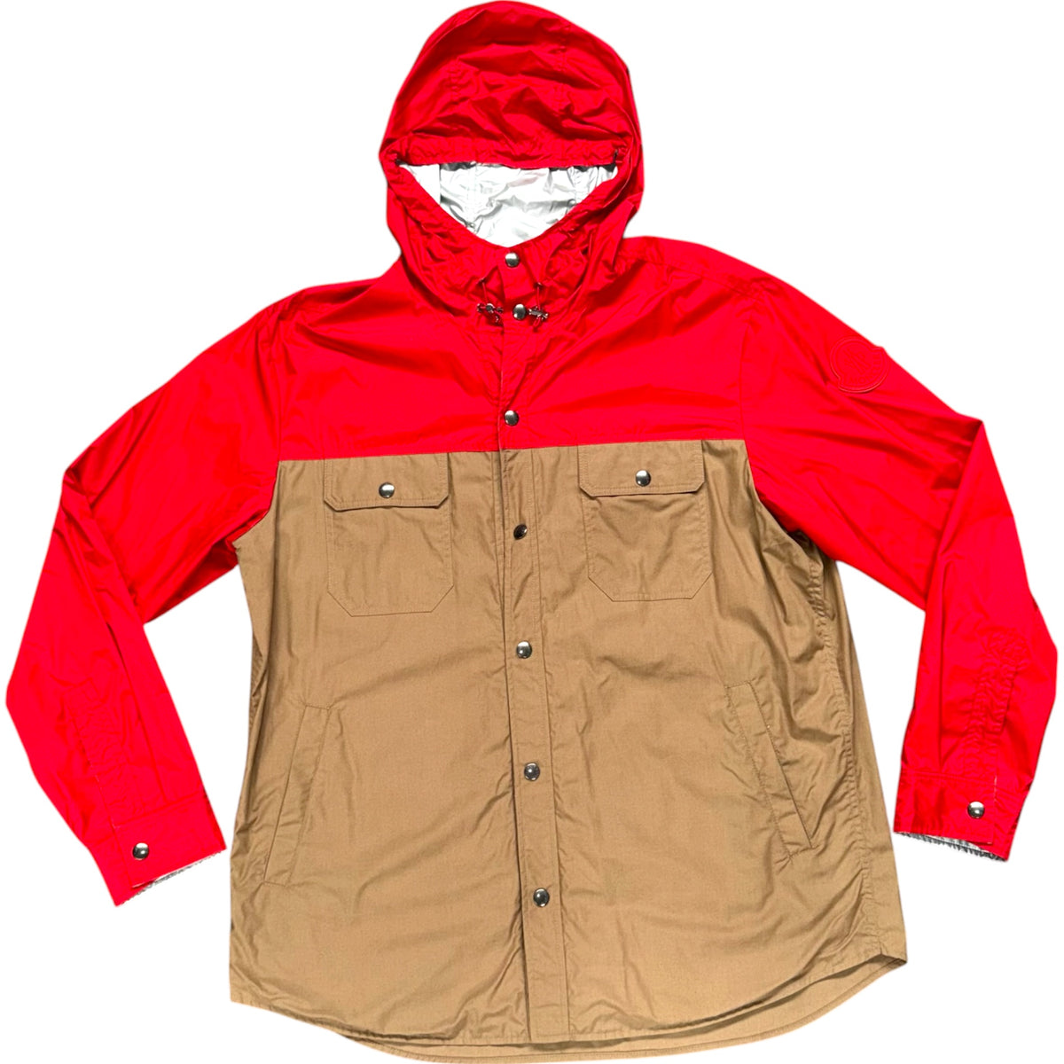 MONCLER DONAN GIUBBOTTO RAINCOAT SILVER/RED/BROWN