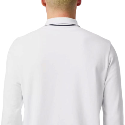 STONE ISLAND PATCH LOGO LONG SLEEVED POLO SHIRT WHITE